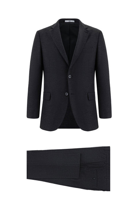 Dark Anthracite 6 Drop Regular Fit Standard Cut Patterned Suit