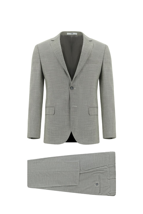 Light Gray 7 Drop Slim Fit Patterned Suit
