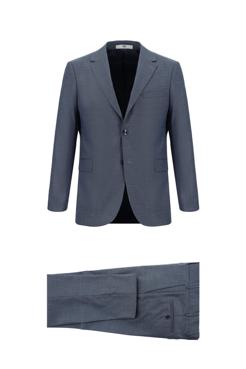 Light Navy Blue 7 Drop Super Slim Fit Extra Narrow Cut Patterned Suit