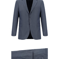 Light Navy Blue 7 Drop Slim Fit Patterned Suit