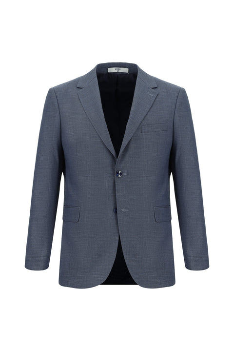 Light Navy Blue 4-Drop Relaxed Fit Patterned Suit