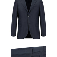 Dark Navy 4-Drop Relaxed Fit Patterned Suit