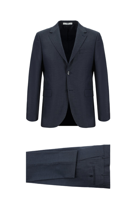Dark Navy 7 Drop Slim Fit Patterned Suit