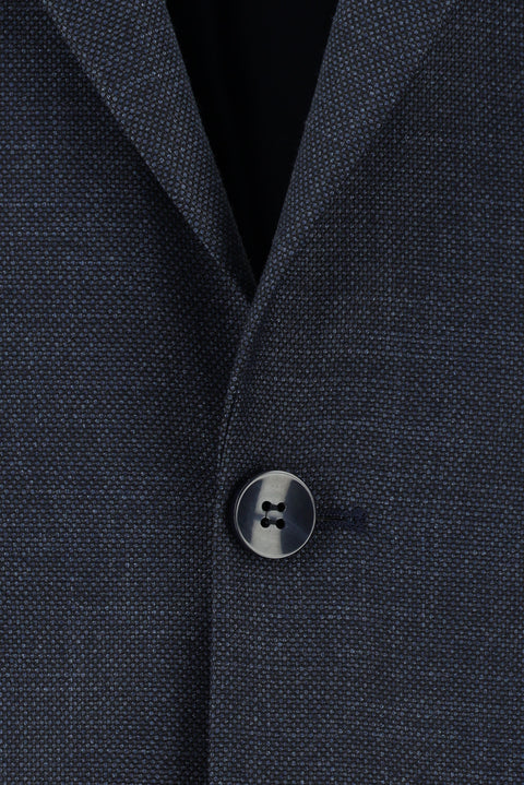 Dark Navy 4-Drop Relaxed Fit Patterned Suit