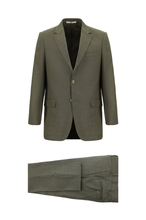 Dark Beige 7 Drop Slim Fit Patterned Suit