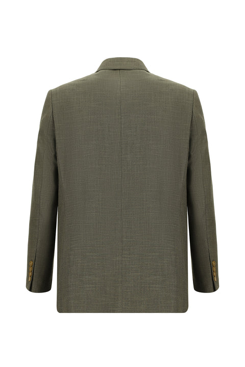 Koyu Bej 4 Drop Relaxed Fit Rahat Kesim Desenli Takım Elbise