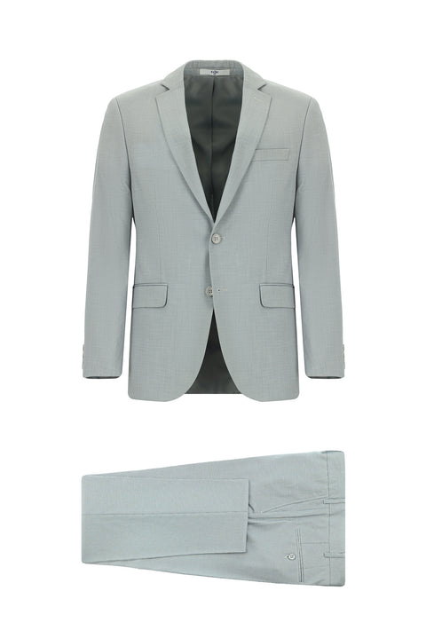 Light Gray 7 Drop Slim Fit Patterned Suit