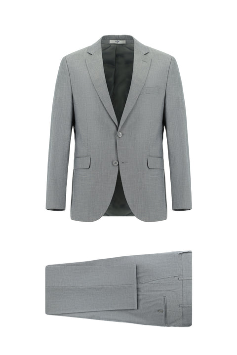 Medium Gray 7 Drop Super Slim Fit Extra Narrow Cut Patterned Suit