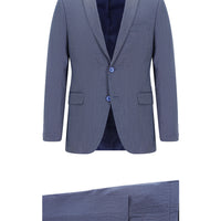 Light Navy Blue 6 Drop Regular Fit Standard Cut Patterned Suit