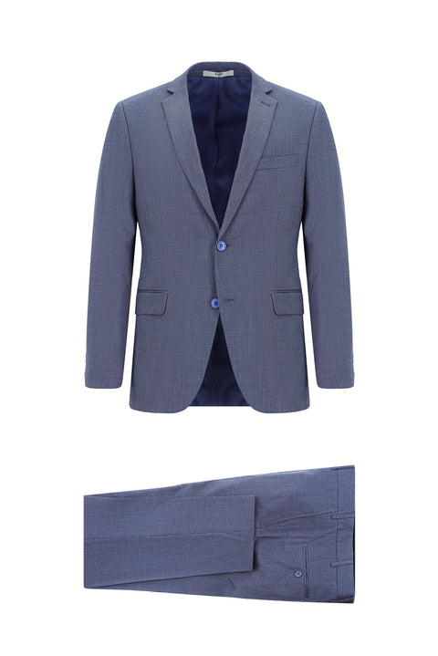 Light Navy Blue 6 Drop Regular Fit Standard Cut Patterned Suit