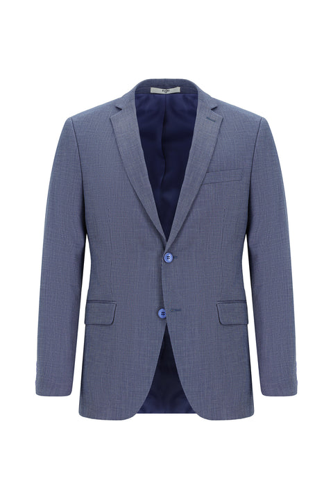 Light Navy Blue 6 Drop Regular Fit Standard Cut Patterned Suit