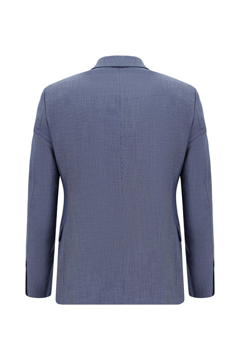 Light Navy Blue 7 Drop Slim Fit Patterned Suit