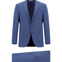 Medium Navy 7 Drop Slim Fit Patterned Suit