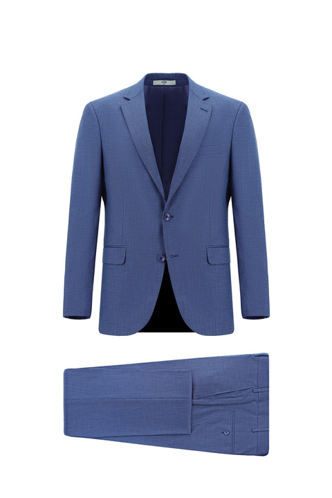 Medium Navy 7 Drop Slim Fit Patterned Suit