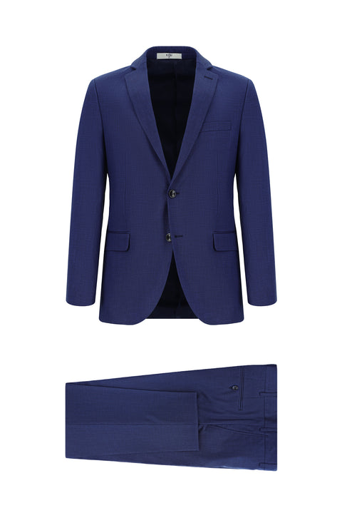 Dark Navy 6 Drop Regular Fit Standard Cut Patterned Suit