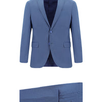 Dark Blue 7 Drop Slim Fit Patterned Suit