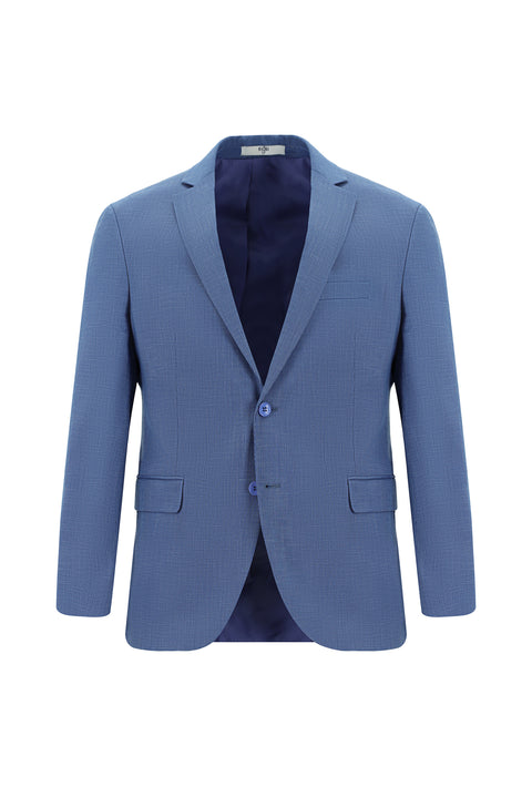 Dark Blue 7 Drop Slim Fit Patterned Suit