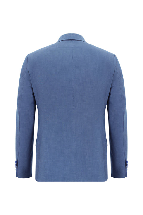 Dark Blue 7 Drop Slim Fit Patterned Suit