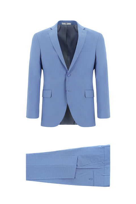 Blue 7 Drop Slim Fit Patterned Suit