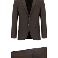 Dark Brown 7 Drop Super Slim Fit Extra Narrow Cut Patterned Suit