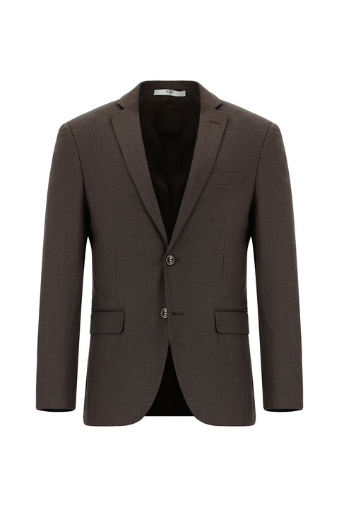 Koyu Kahve 7 Drop Slim Fit Dar Kesim Desenli Takım Elbise
