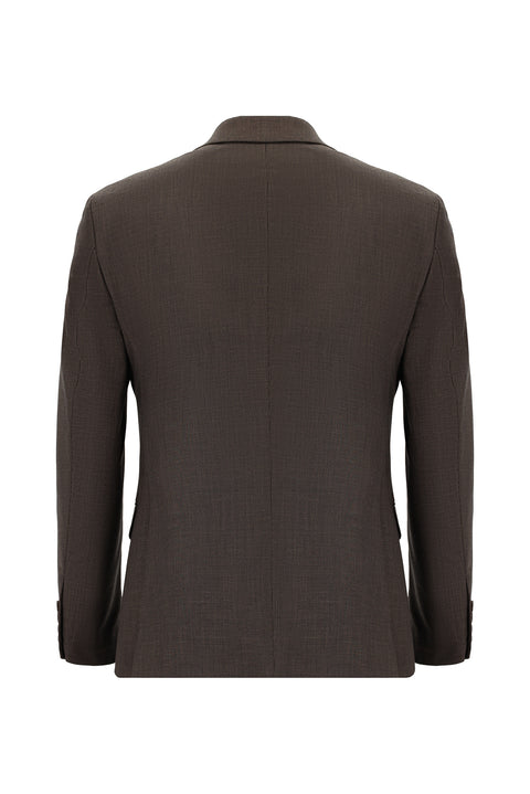 Koyu Kahve 7 Drop Slim Fit Dar Kesim Desenli Takım Elbise