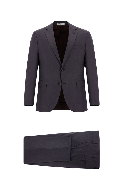 Dark Brown 7 Drop Super Slim Fit Extra Narrow Cut Patterned Suit