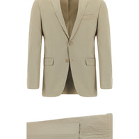 Medium Beige 7 Drop Slim Fit Patterned Suit