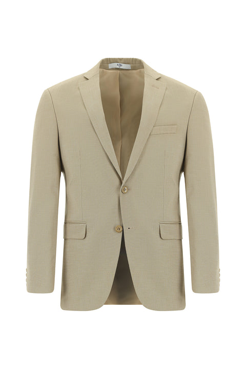 Medium Beige 7 Drop Super Slim Fit Extra Narrow Cut Patterned Suit