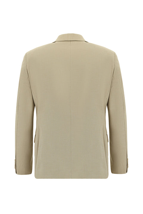 Medium Beige 7 Drop Super Slim Fit Extra Narrow Cut Patterned Suit