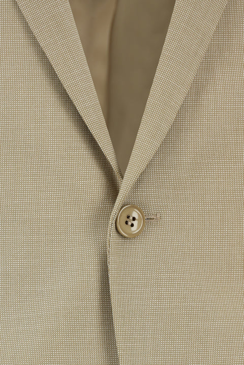 Medium Beige 7 Drop Super Slim Fit Extra Narrow Cut Patterned Suit