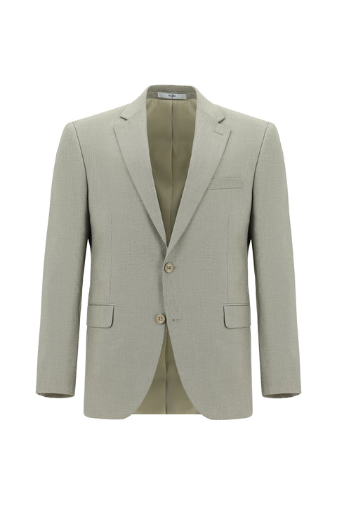 Olive Green 6 Drop Regular Fit Patterned Suit