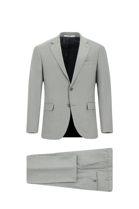 Medium Grey 7 Drop Slim Fit Patterned Suit