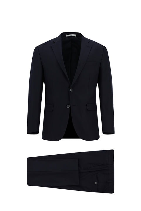 Dark Navy 6 Drop Regular Fit Standard Cut Patterned Suit