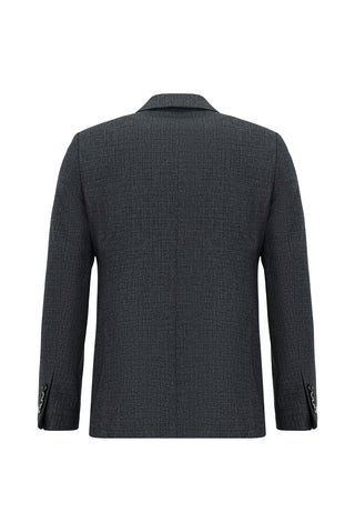  Koyu Füme 7 Drop Slim Fit Dar Kesim Desenli Kruvaze Takım Elbise