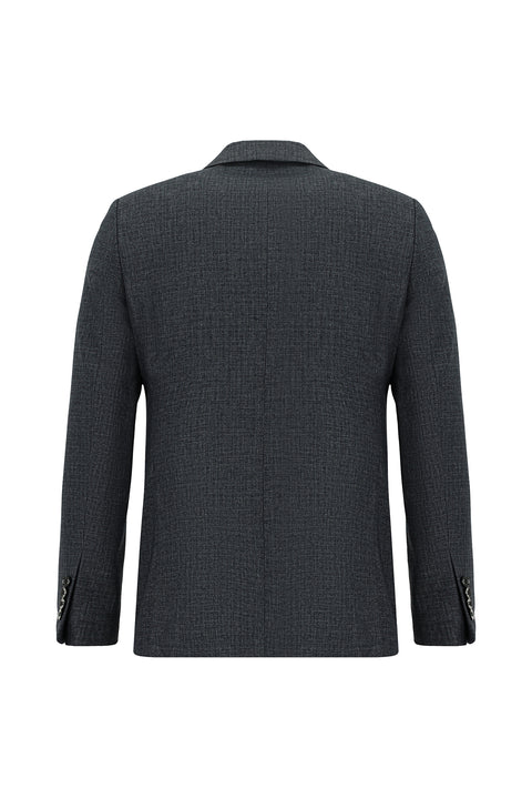 Dark Gray 7 Drop Slim Fit Patterned Double-Breasted Suit