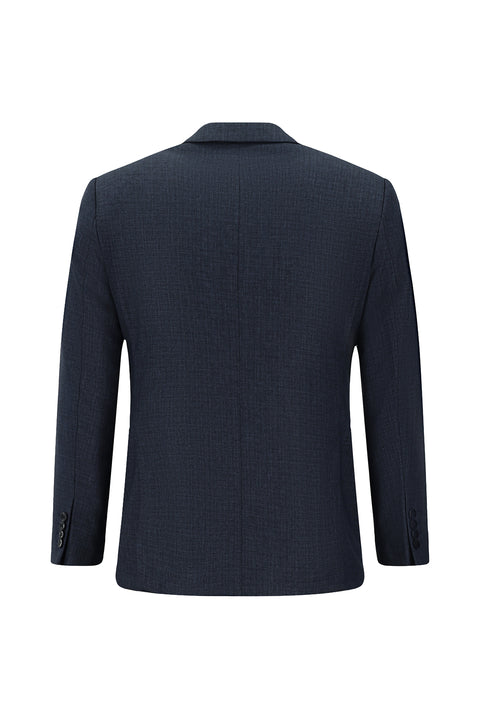 Dark Navy 7 Drop Slim Fit Patterned Double-Breasted Suit