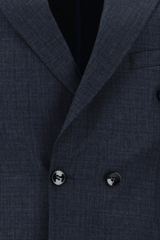  Koyu Lacivert 7 Drop Slim Fit Dar Kesim Desenli Kruvaze Takım Elbise