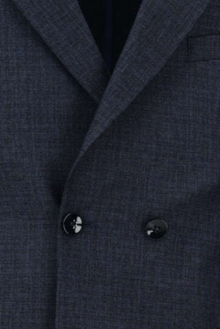  Koyu Lacivert 7 Drop Slim Fit Dar Kesim Desenli Kruvaze Takım Elbise