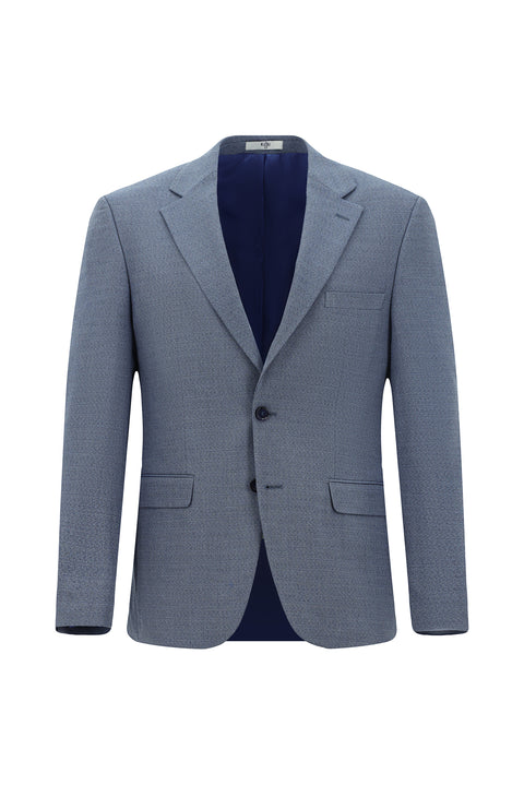 Dark Blue 4-Drop Relaxed Fit Patterned Suit