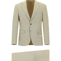 Light Beige 4-Drop Relaxed Fit Patterned Suit