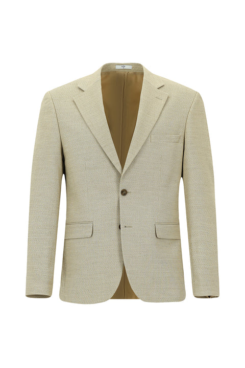 Light Beige 4-Drop Relaxed Fit Patterned Suit