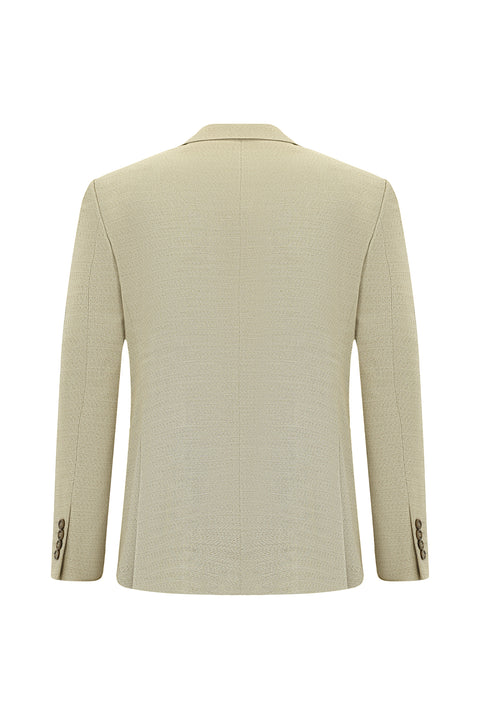 Light Beige 4-Drop Relaxed Fit Patterned Suit