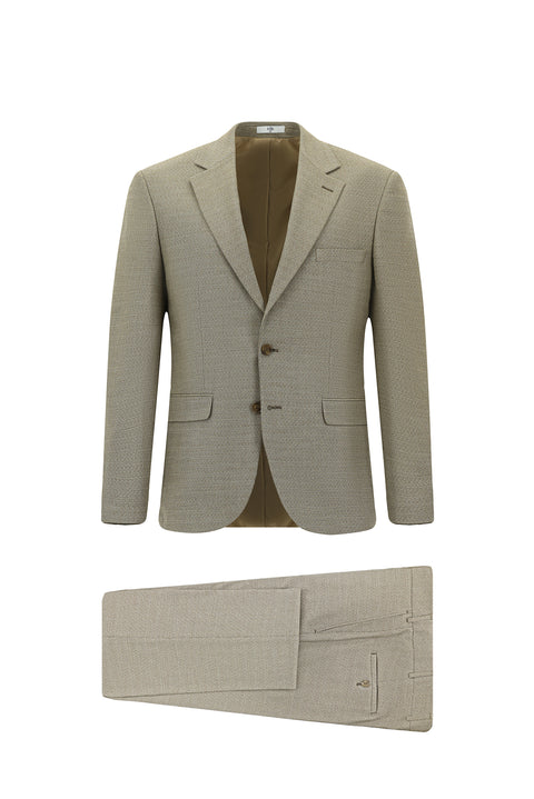 Medium Mink 4 Drop Relaxed Fit Patterned Suit