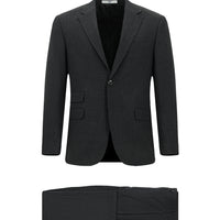 Black 4-Drop Relaxed Fit Patterned Suit