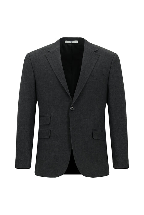 Black 4-Drop Relaxed Fit Patterned Suit