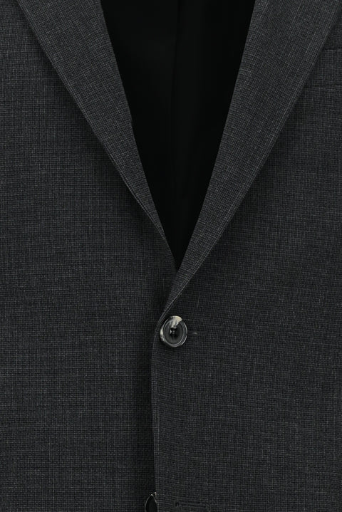 Black 4-Drop Relaxed Fit Patterned Suit