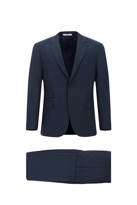 Medium Navy 4-Drop Relaxed Fit Patterned Suit