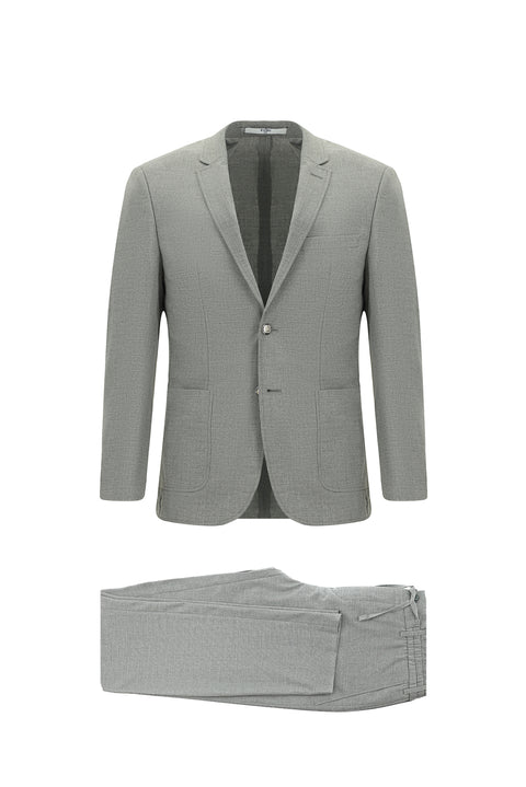 Medium Grey 7 Drop Super Slim Fit Extra Narrow Cut Patterned Elastic Waist Drawstring Sport Suit