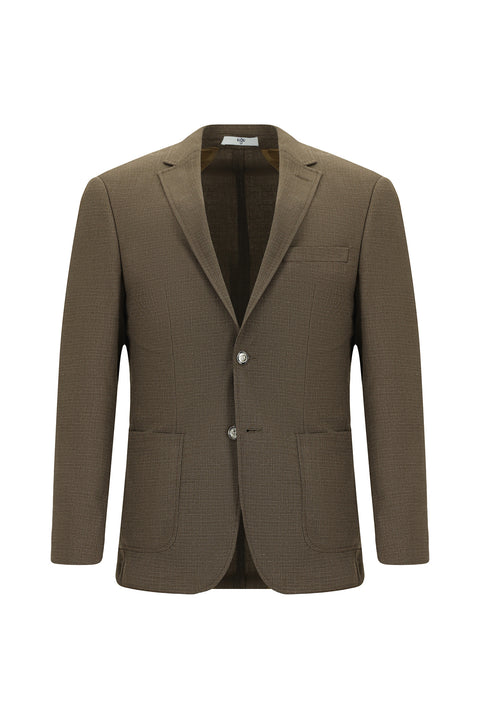 Orta Kahve 7 Drop Super Slim Fit Eksra Dar Kesim Desenli Beli Lastikli İpli Spor Takım Elbise